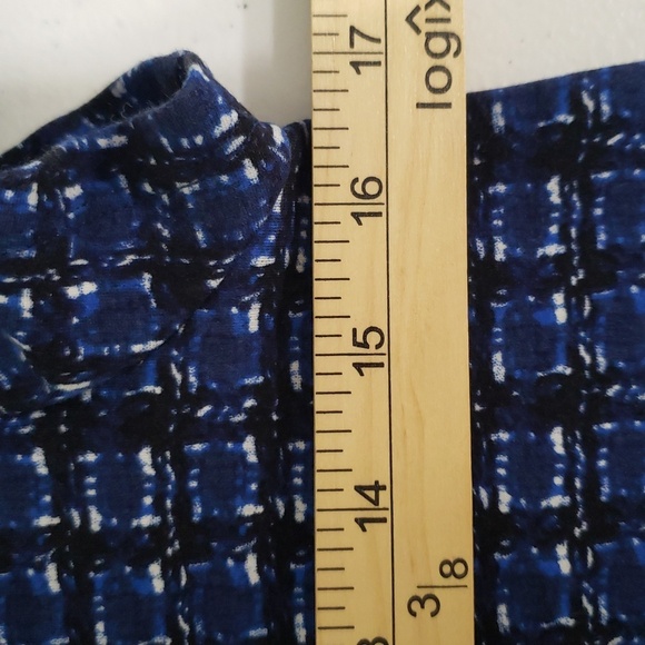 J. McLaughlin Mini Dress Blue Patterned  XS Pockets Neutral Casual Academia - Picture 12 of 14